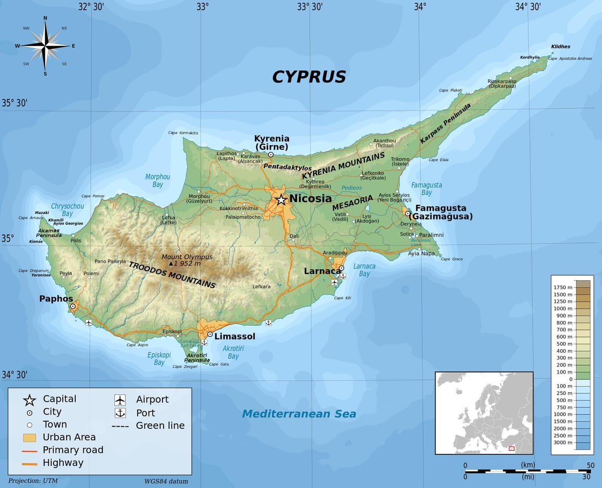 Coğrafiya xəritəsi Kipr
