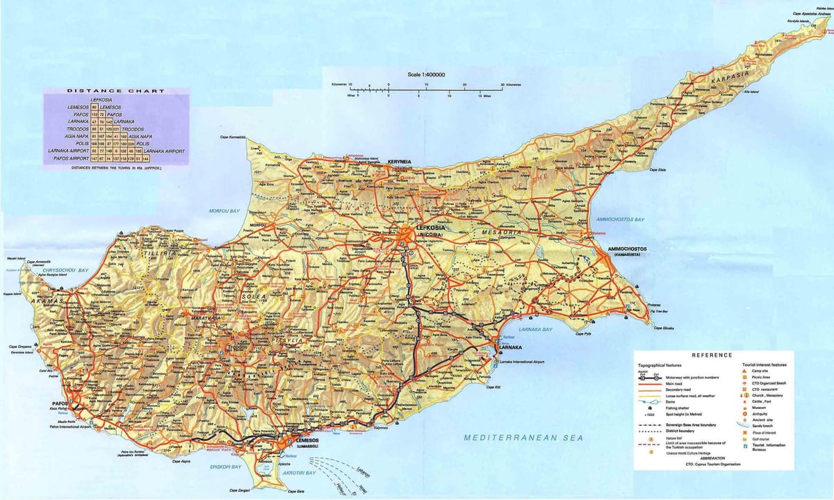 Çimərliklər Kipr xəritədə